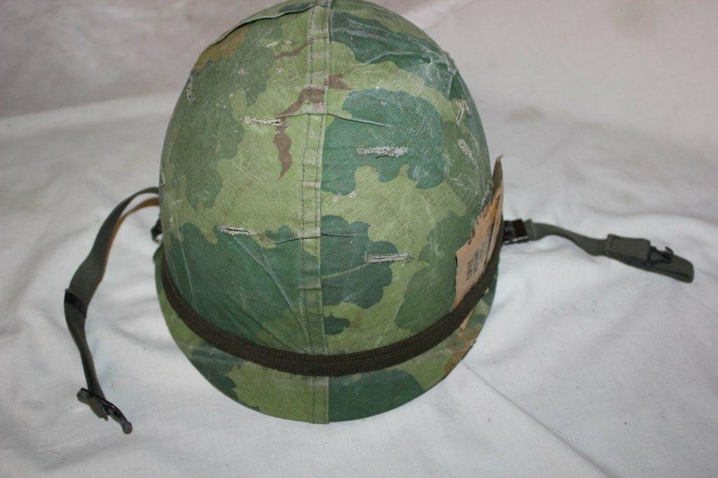 US Military Vietnam Era M1 Steel Helmet with Camouflage Mitchell Cover T13