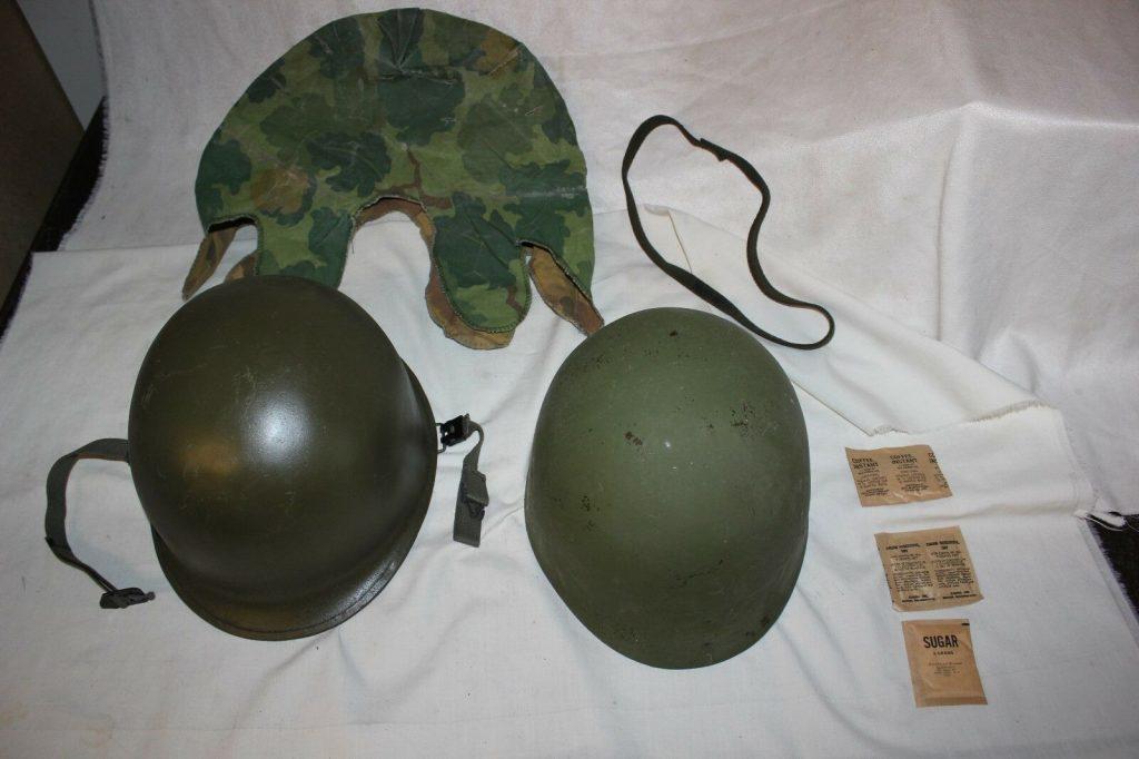US Military Vietnam Era M1 Steel Helmet with Camouflage Mitchell Cover T13
