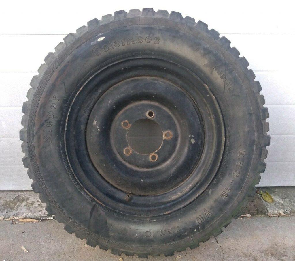 Vintage US Military Jeep Spare Tire and Rim Kleber 6.5 16 Willy’s CJ Vietnam Era