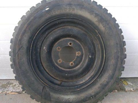 Vintage US Military Jeep Spare Tire and Rim Kleber 6.5 16 Willy’s CJ Vietnam Era for sale