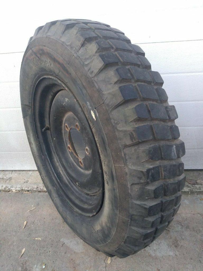Vintage US Military Jeep Spare Tire and Rim Kleber 6.5 16 Willy’s CJ Vietnam Era