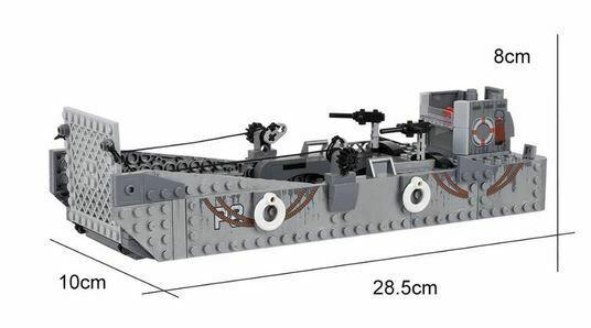 WW2 Military Landing Craft Boat + Army Jeep Truck + Soldiers Normandy fit lego
