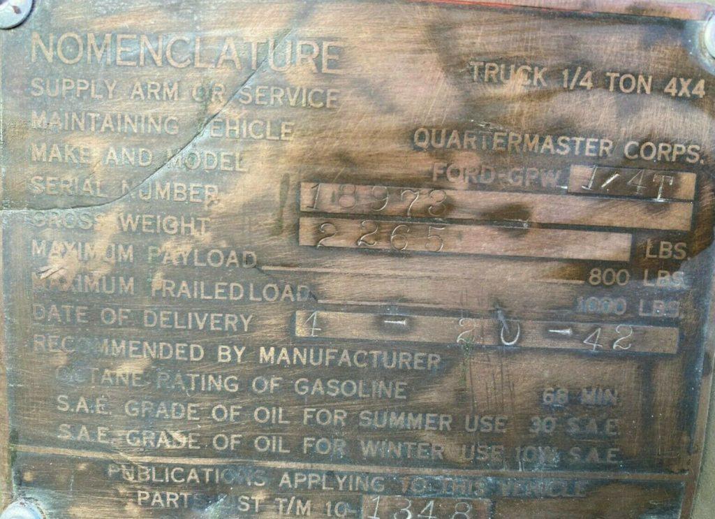 1942 Jeep Willys Ford GPW