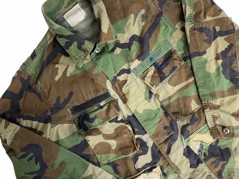 US Army Jacket Size Medium Camo Camouflage Military Coat Patches Green for sale