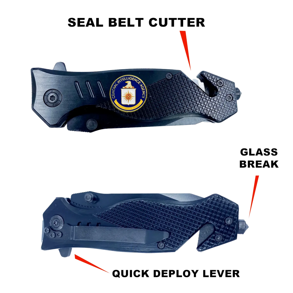 CIA Central Intelligence Agency 3-In-1 Tactical Rescue tool with Seatbelt Cutter