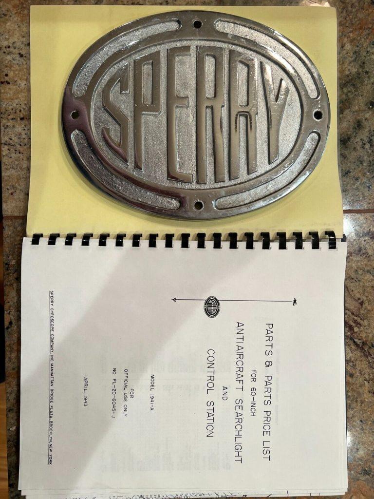 1941 Sperry 60″ Antiaircraft Searchlight / Spotlight