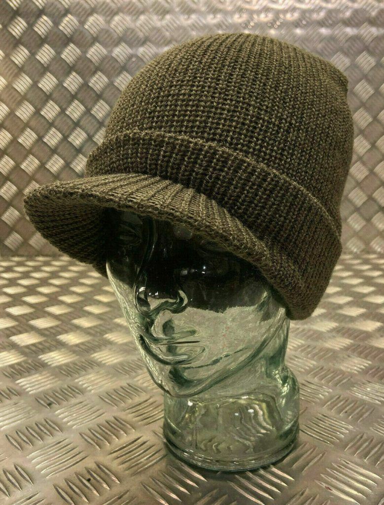 Genuine US Army Black or Olive Peak Radar Hat / Peaked Watch Cap 100% Wool New