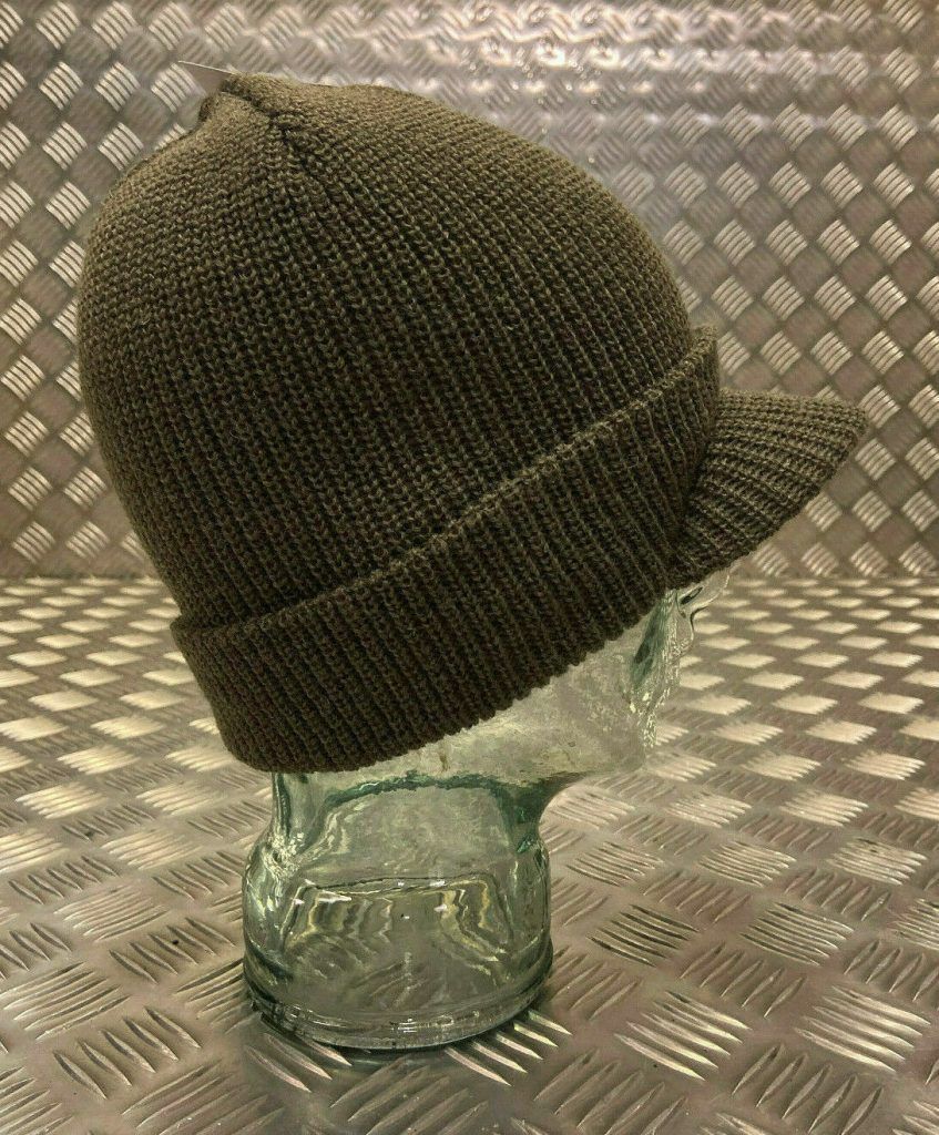 Genuine US Army Black or Olive Peak Radar Hat / Peaked Watch Cap 100% Wool New