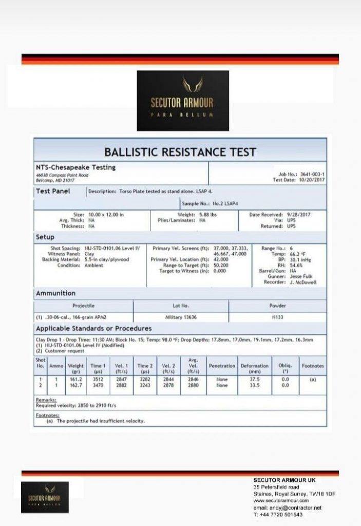NIJ IV Composite UHMW-PE/Ceramic strike plates Body Protection Stops 30-06 M2 AP