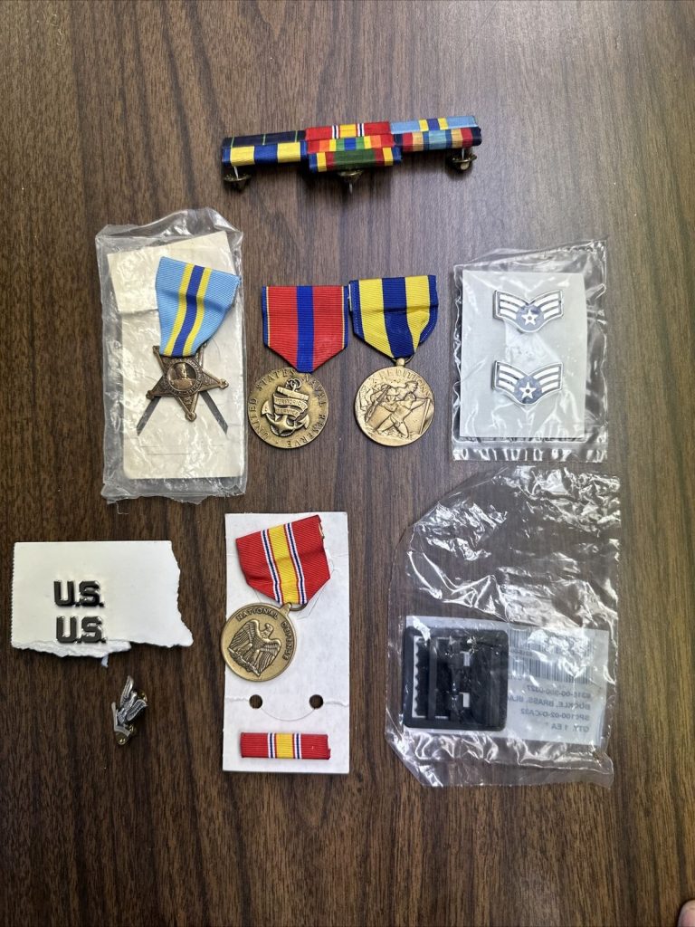 Lot 10 Various Military Pins Medals Awards Army Navy Air Force Marines