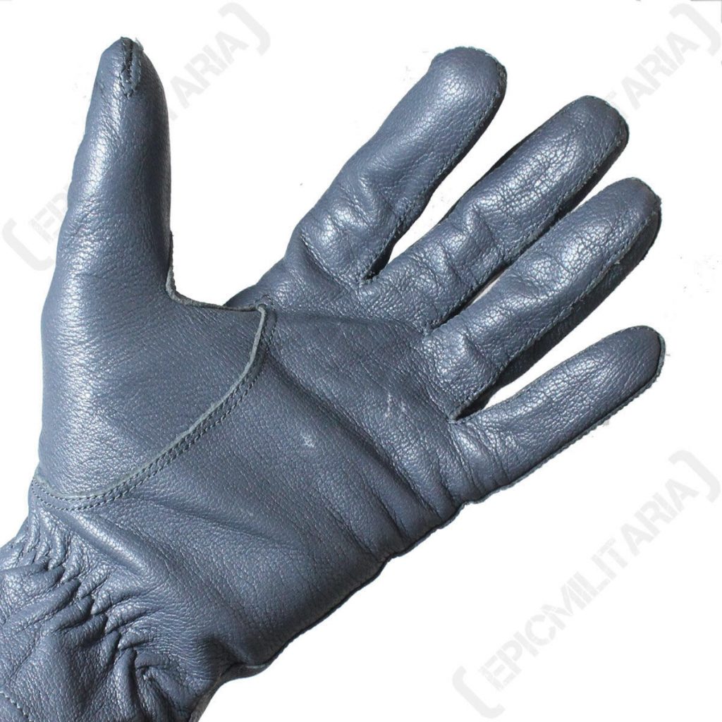 Original German Army Leather Gloves – Grey Smart Winter Driving Surplus Military