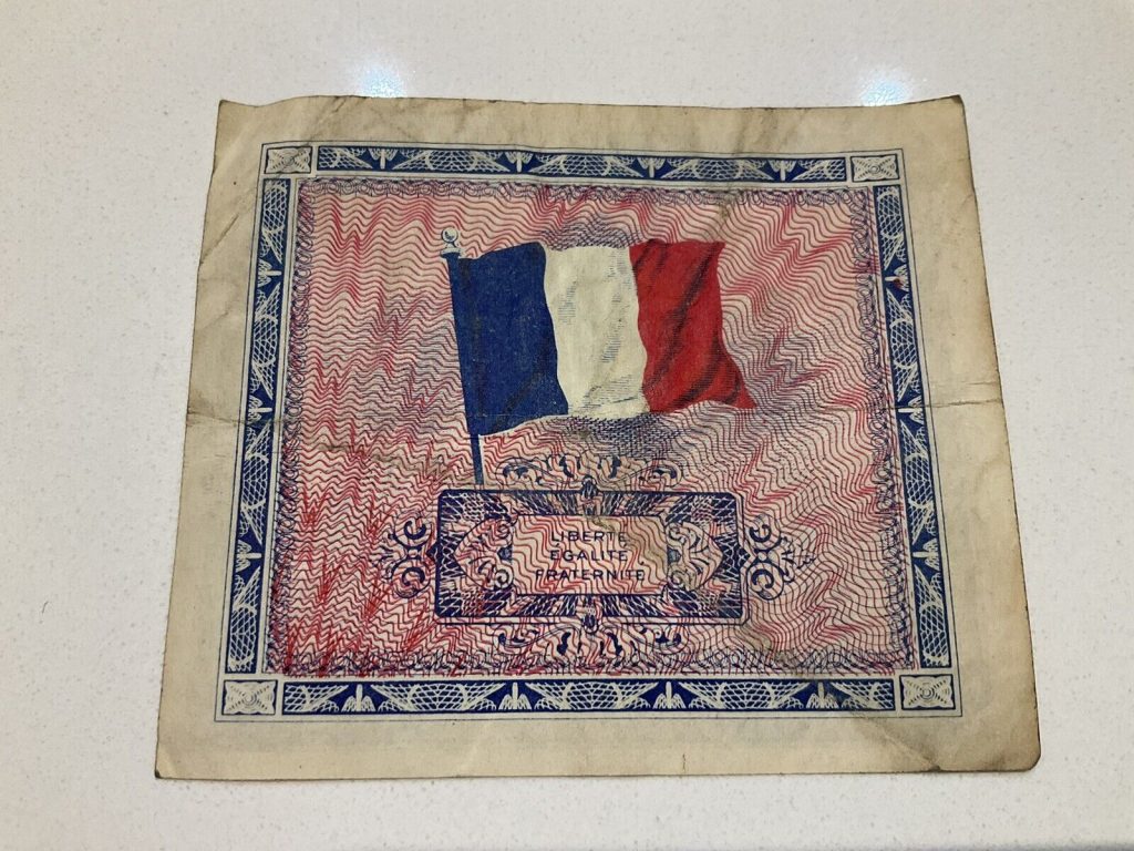 Original WWII US Allies 1944 Invasion of France Money 2 Francs D-Day Overlord
