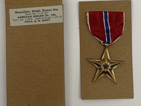 Original Bronze Star Medal In 1945 Box for sale