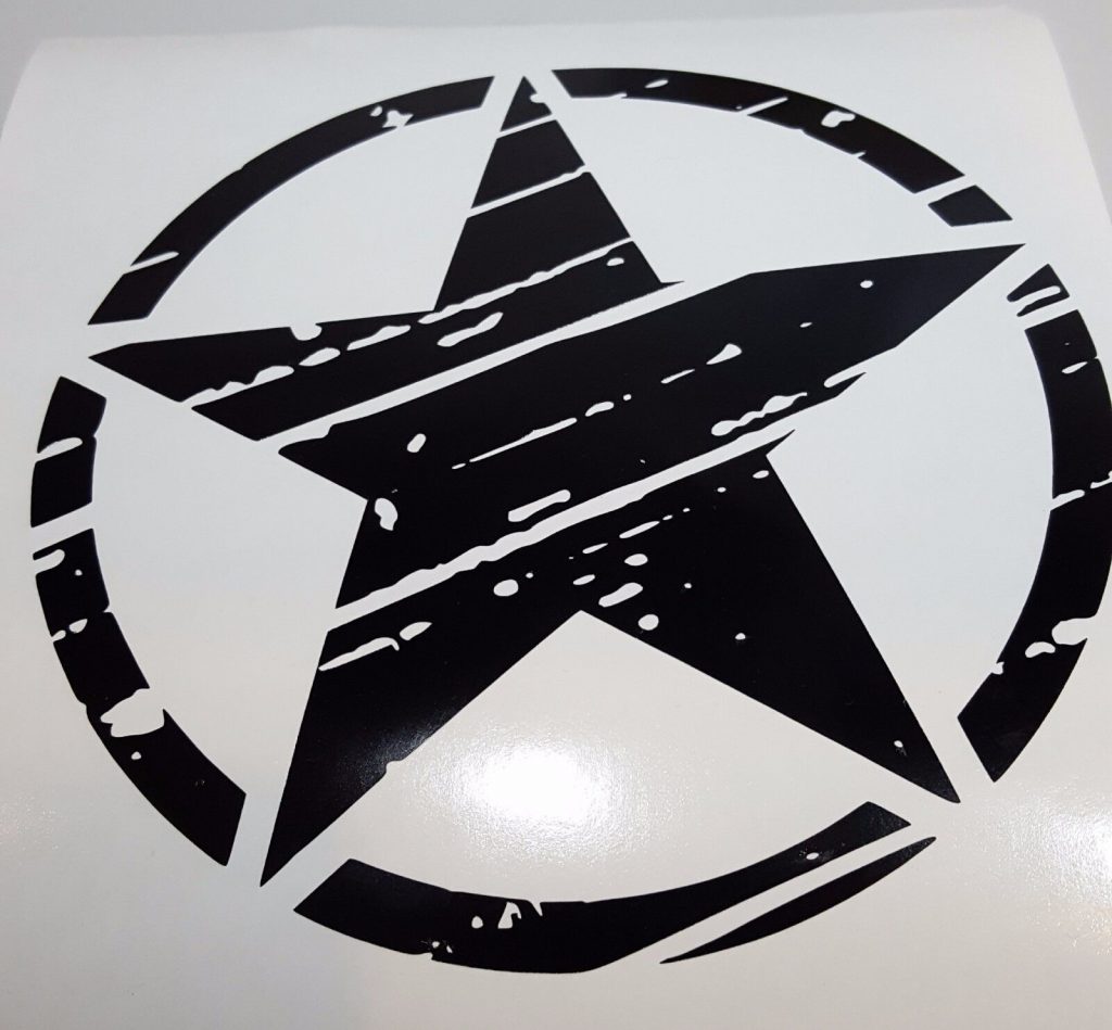 (3 Pack) US ARMY STAR Military Decal for Jeep Wrangler hood and Sides Distressed