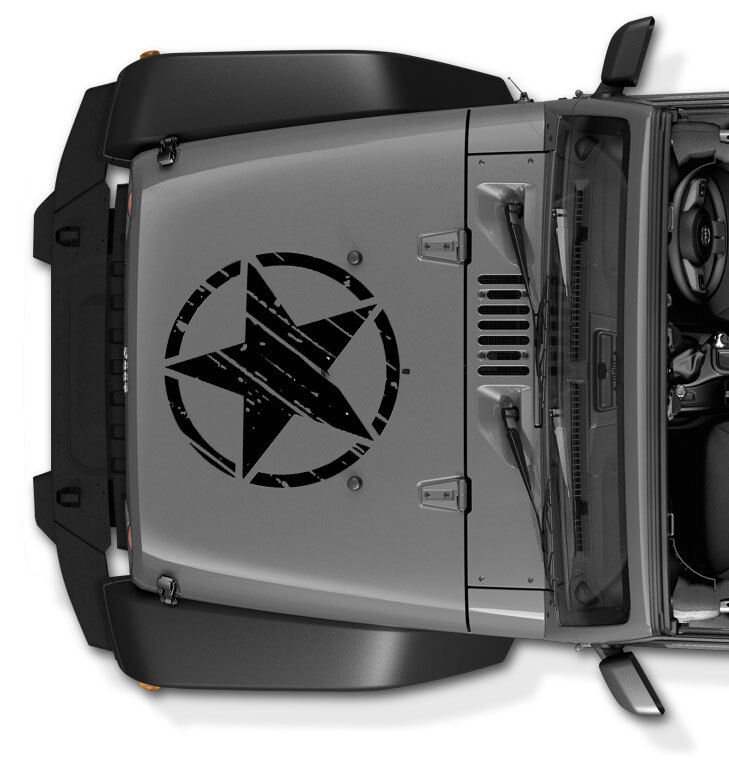 (3 Pack) US ARMY STAR Military Decal for Jeep Wrangler hood and Sides Distressed