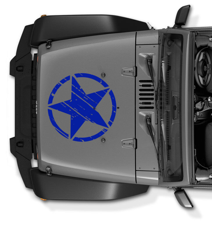 (3 Pack) US ARMY STAR Military Decal for Jeep Wrangler hood and Sides Distressed