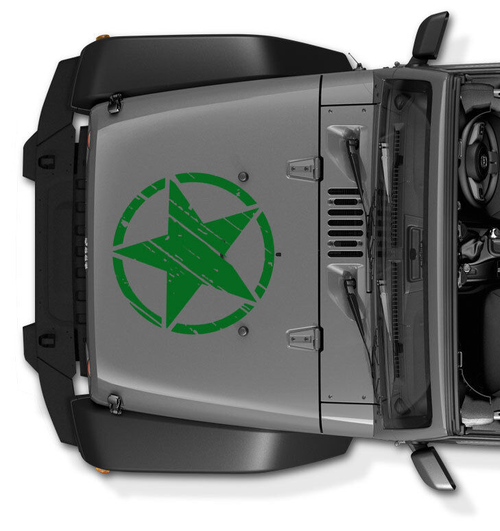 (3 Pack) US ARMY STAR Military Decal for Jeep Wrangler hood and Sides Distressed