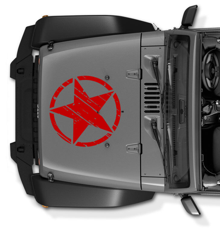 (3 Pack) US ARMY STAR Military Decal for Jeep Wrangler hood and Sides Distressed