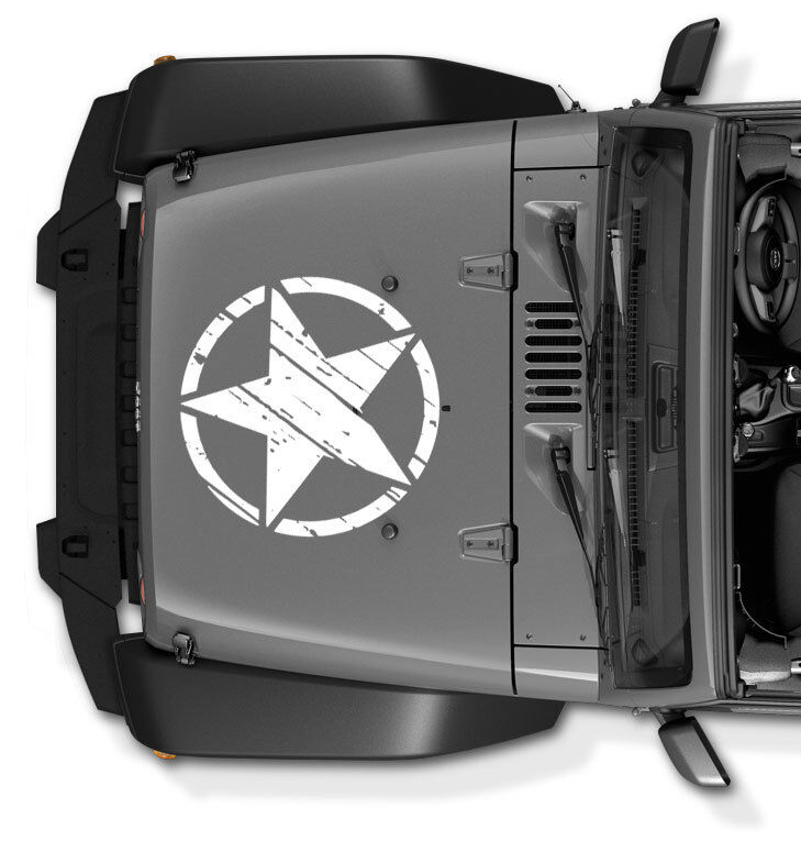 (3 Pack) US ARMY STAR Military Decal for Jeep Wrangler hood and Sides Distressed