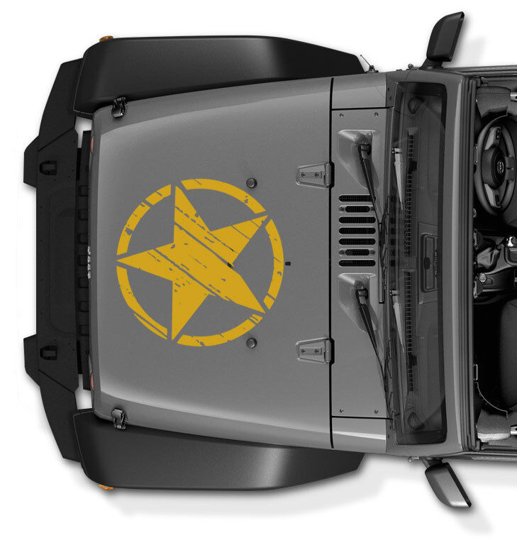 (3 Pack) US ARMY STAR Military Decal for Jeep Wrangler hood and Sides Distressed