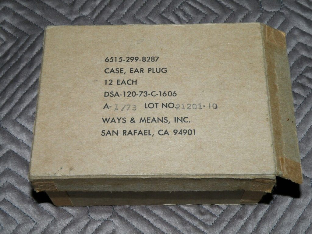 1973 Vietnam WAR Unissued Pilot Earplugs, CASE & Chain–Helicopter Aviation USAF