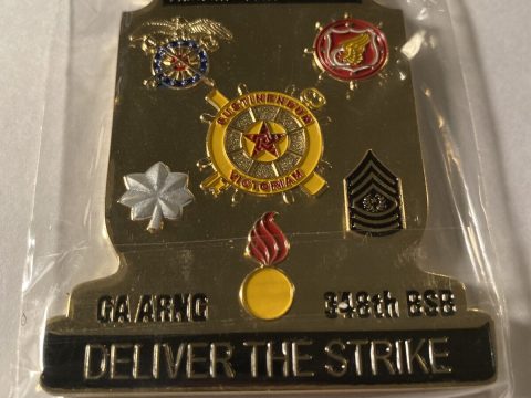 US Army 348th Support Battalion Unit Coin Vindico Laedo Excellence CO Challenge for sale