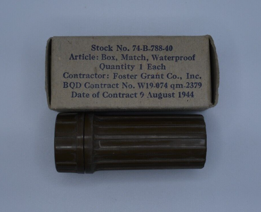 WWII Waterproof Match Box in Original Made by Foster Grant New Old Stock VTG