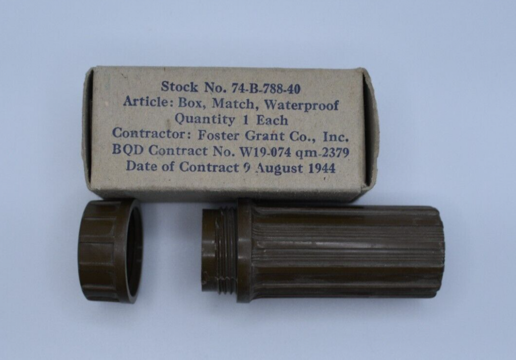 WWII Waterproof Match Box in Original Made by Foster Grant New Old Stock VTG