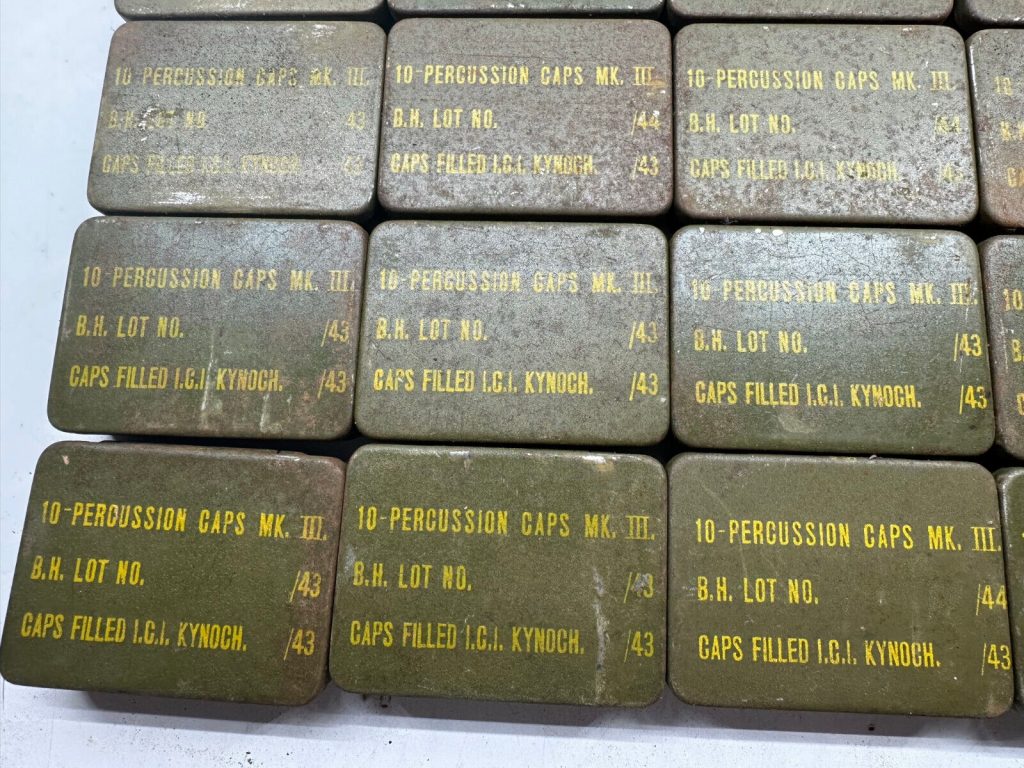 Original WW2 British Army Small 10-Percussion Caps Mk.3 Metal Container Tin