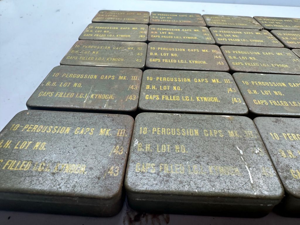 Original WW2 British Army Small 10-Percussion Caps Mk.3 Metal Container Tin