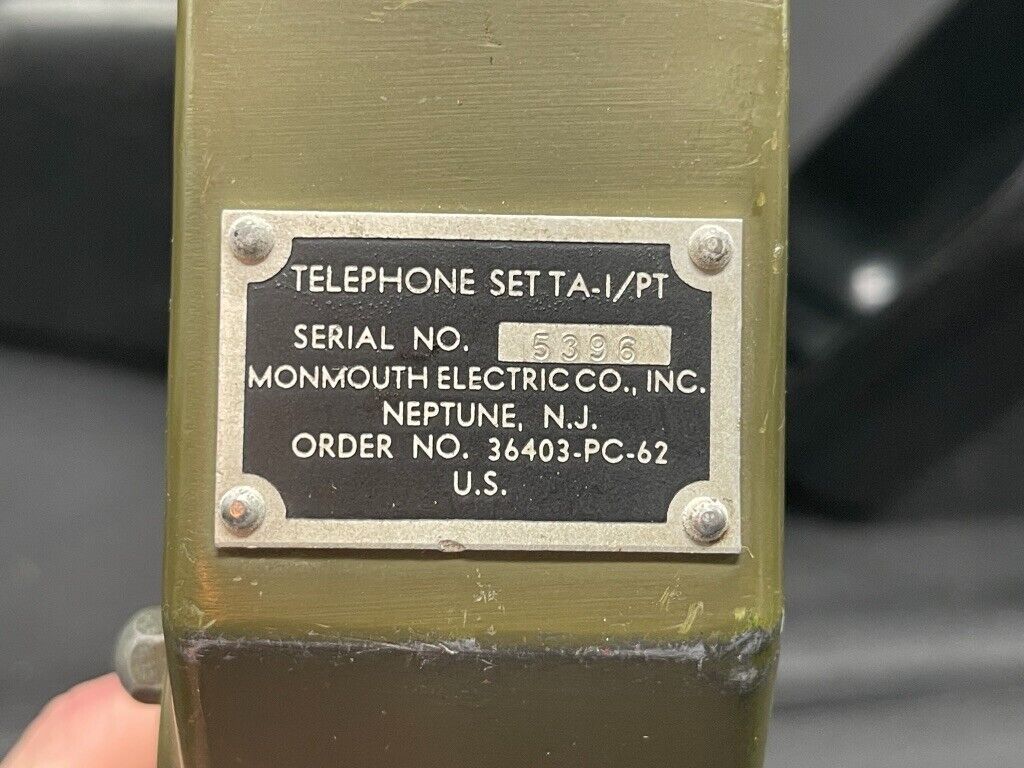 Military Surplus Telephone Set Ta-1/ PT w/ case – Monmouth Electric NJ- Untested
