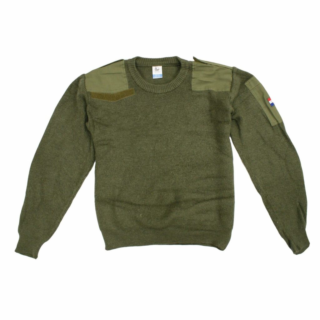 Army Jumper Original Dutch Wool Sweater Military Work Pullover Olive Green