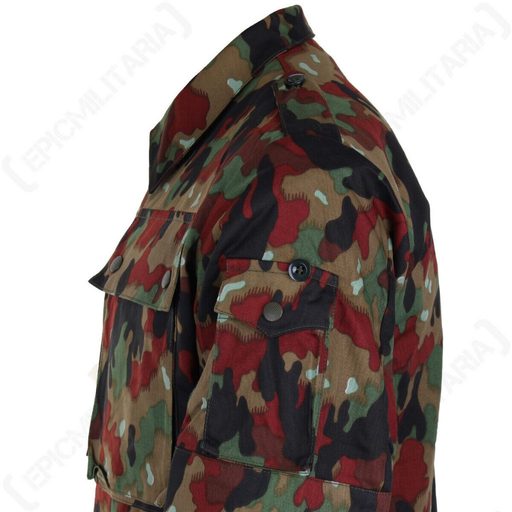 Original Swiss M83 Camo Field Jacket – Surplus Alpentarn Camouflage Coat Parka