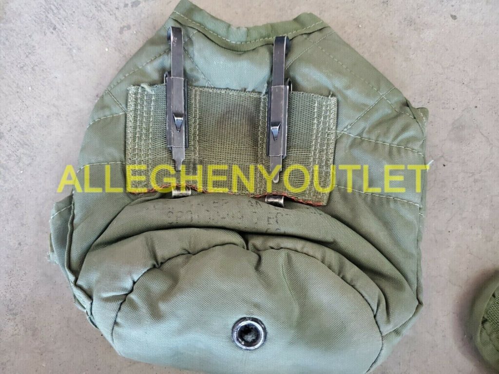 US Army Military Issue 1 QT Quart Canteen Cover Pouch OD Nylon w Alice Clips VG