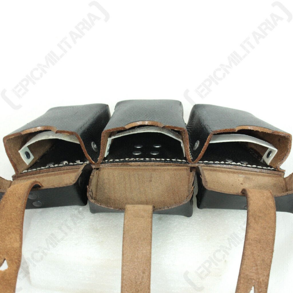 WW2 German K98 Triple Ammo Pouches – Black Rivet Front Army Military Repro