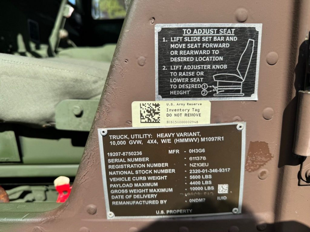 2008 Humvee H1 Hummer Hmmwv 6.5 Turbo Diesel Heavy Variant 17K Miles! Titled!