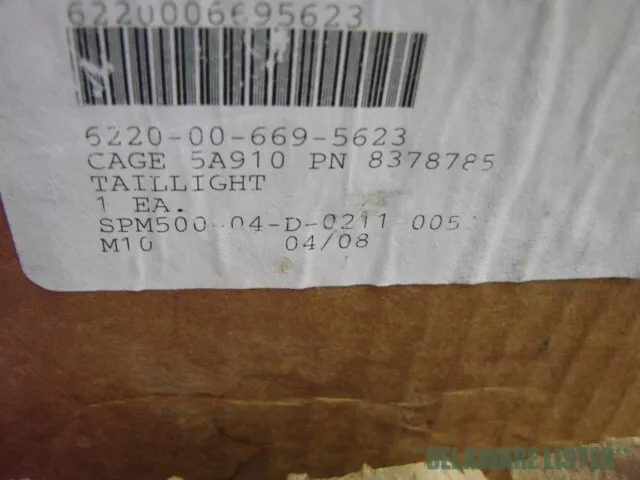 US Military Army Truck/humvee/jeep Metal Taillight Tail/brake Light Cats Eye NOS