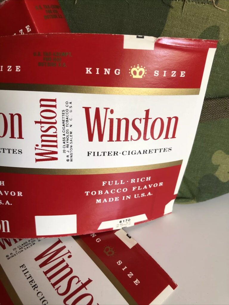 8 Original Vietnam War Era 60’s Winston Military Cigarette Pack Labels M1 Helmet