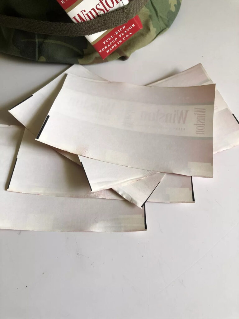 8 Original Vietnam War Era 60’s Winston Military Cigarette Pack Labels M1 Helmet