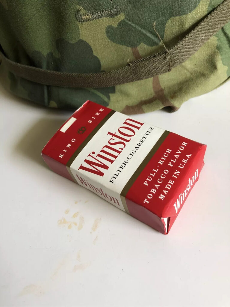 8 Original Vietnam War Era 60’s Winston Military Cigarette Pack Labels M1 Helmet