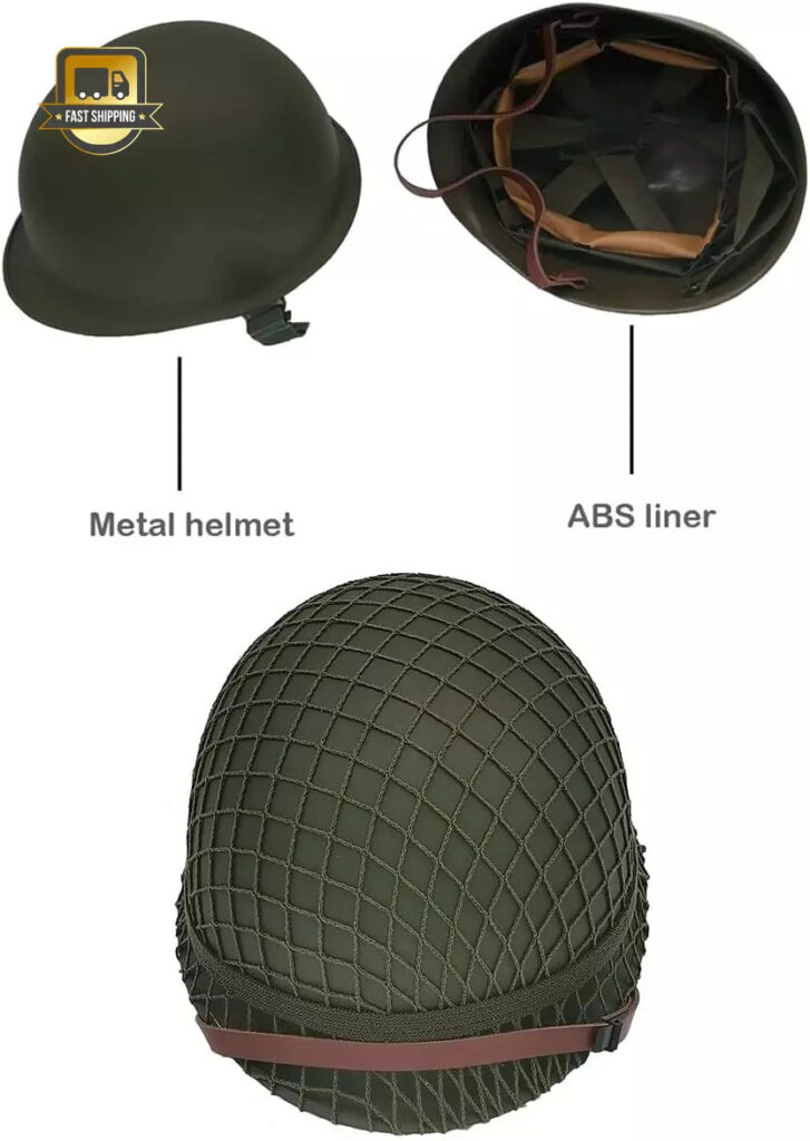 WW2 US Army M1 Helmet, Gear Uniform, Helmet Metal Steel Shell Replica wi