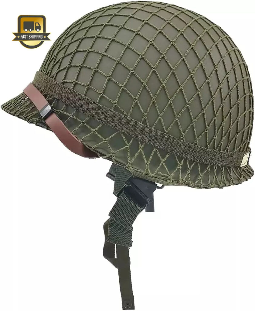 WW2 US Army M1 Helmet, Gear Uniform, Helmet Metal Steel Shell Replica wi