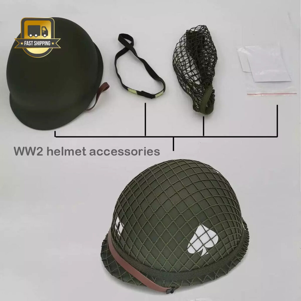 WW2 US Army M1 Helmet, Gear Uniform, Helmet Metal Steel Shell Replica wi