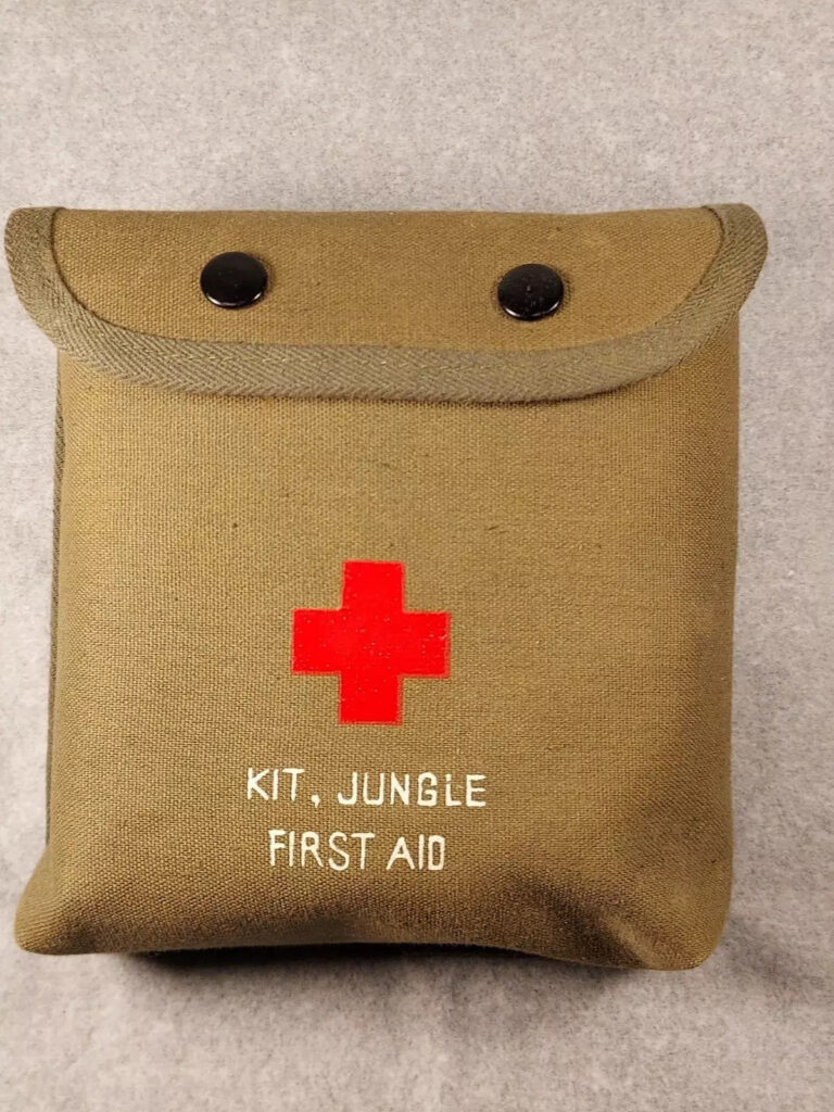 Lot of 2 Vietnam Era U.S. Military Jungle First Aid Kit Pouch Individual + Sun