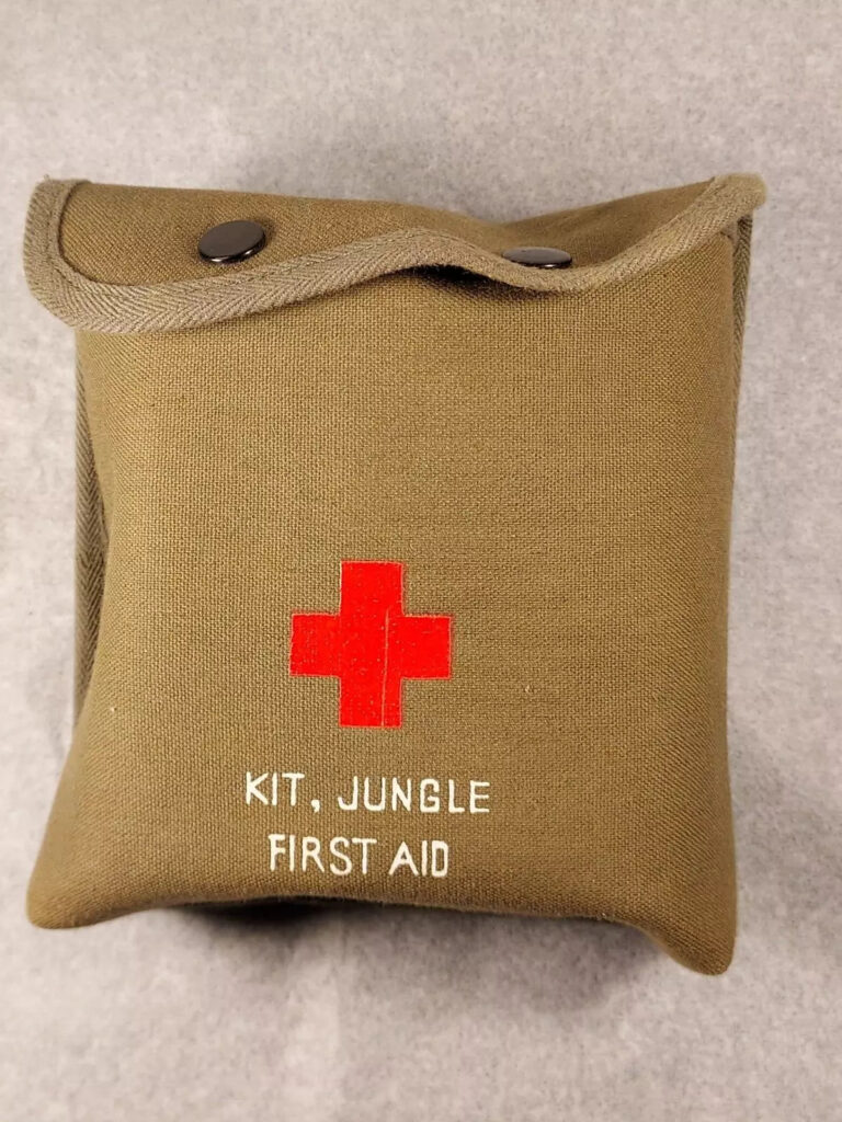 Lot of 2 Vietnam Era U.S. Military Jungle First Aid Kit Pouch Individual + Sun