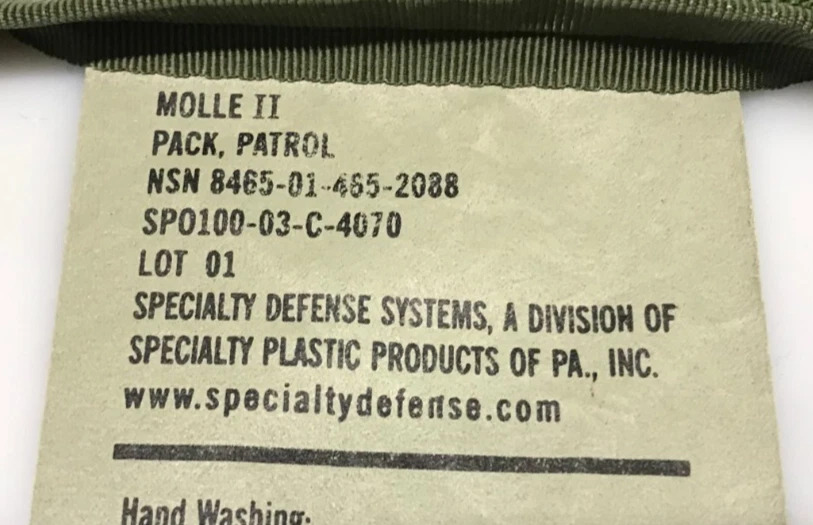 SDS Woodland Molle II Patrol Pack USGI