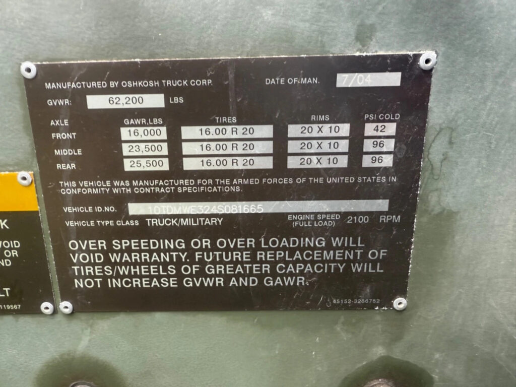 2004 Oshkosh Mk30a1 MTVR 6×6 dump Truck off road Military