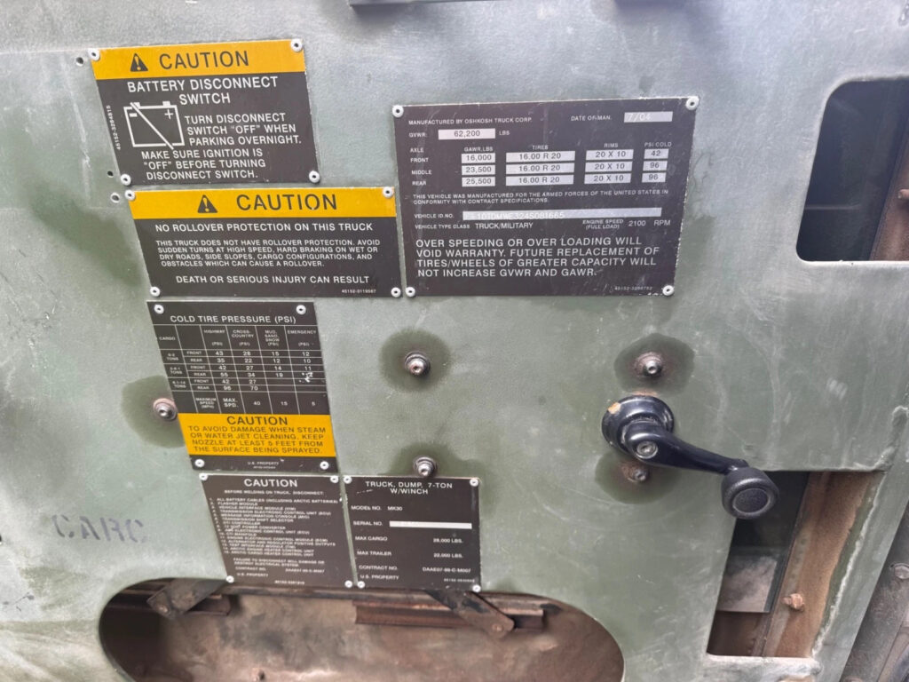 2004 Oshkosh Mk30a1 MTVR 6×6 dump Truck off road Military