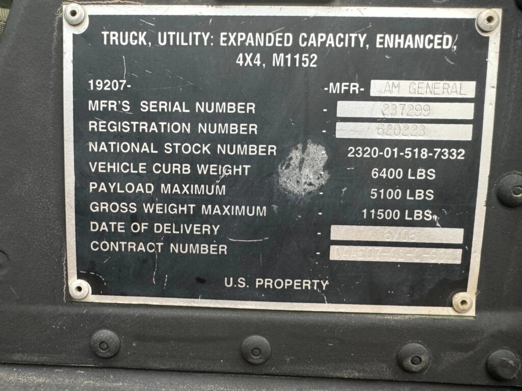 2006 Am General M1152 Humvee/ Hmmwv