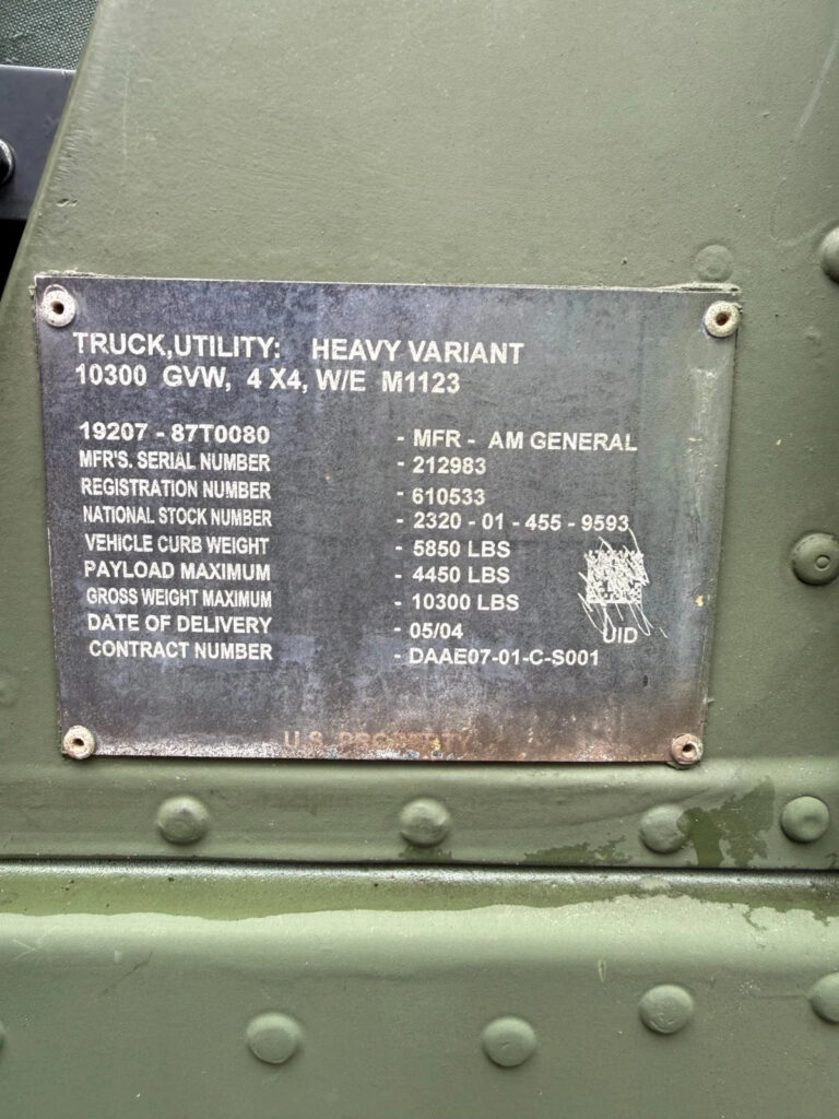 2004 Humvee M1123 2500 Miles